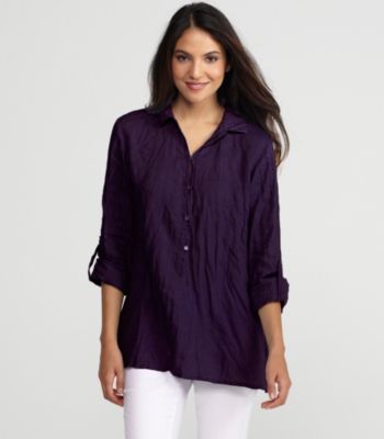 Petite Classic Collar 3/4-Sleeve Shirt in Handkerchief Linen