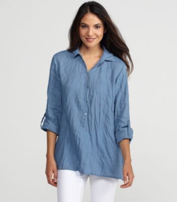 Classic Collar 3/4-Sleeve Shirt in Handkerchief Linen