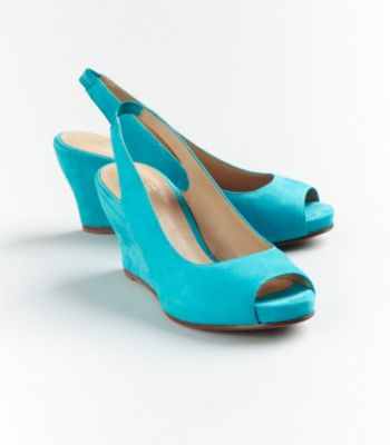 Crescent Slingback Wedge in Italian Buffed Leather