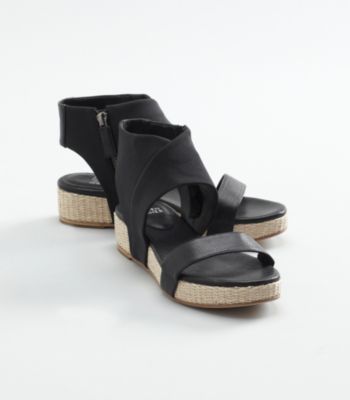 Slot Wedge Sandal in Italian Stretch Grosgrain Fabric