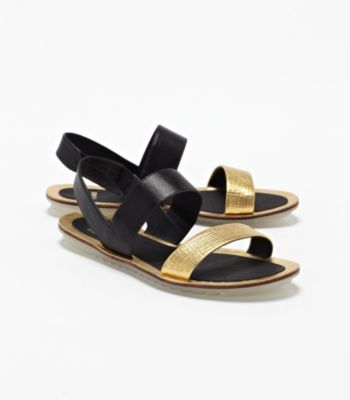 Fete Flat Sandal in Italian Metallic Leather