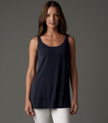 Tunic with Pintucks in Silk Georgette Crepe