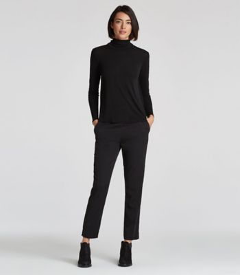 Scrunch Neck Top in Stretch Silk Jersey