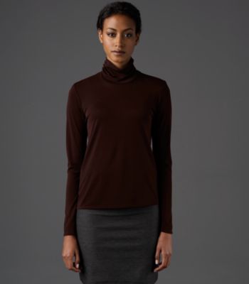 Scrunch Neck Top in Stretch Silk Jersey