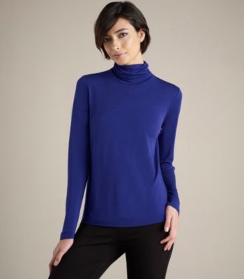 Scrunch Neck Top in Stretch Silk Jersey