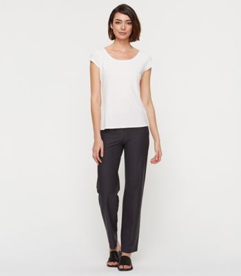 Scoop Neck Cap-Sleeve Top in Stretch Silk Jersey