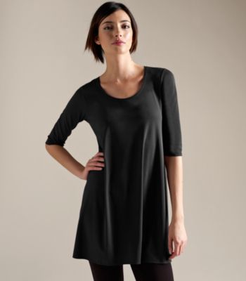 Scoop Neck Long Tunic in Stretch Silk Jersey