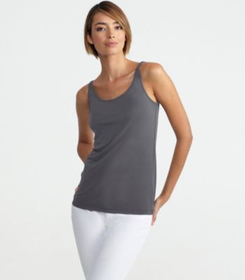 Scoop Neck Long Slim Cami in Stretch Silk Jersey