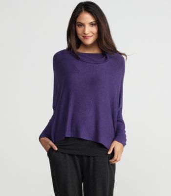 Funnel Neck Cropped Box-Top in Cozy Viscose Stretch Knit