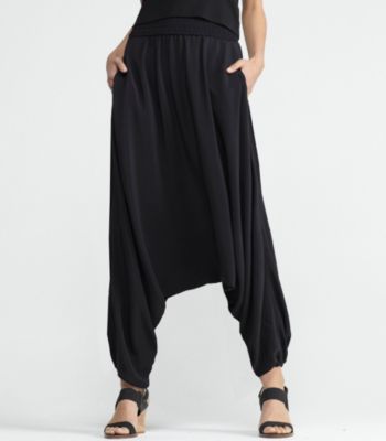 Smocked Harem Pant in Silk Crepe de Chine