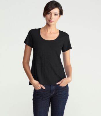 U-Neck Short-Sleeve A-Line Tee in Linen Jersey