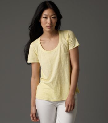 Wide U-Neck A-Line Tee in Linen Jersey