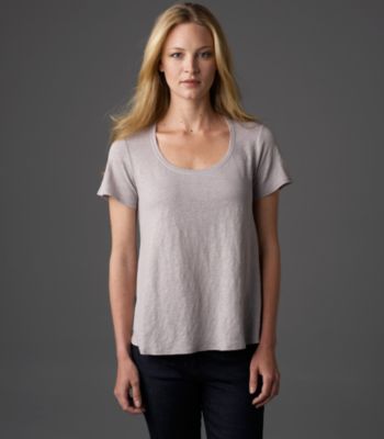 Wide U-Neck A-Line Tee in Linen Jersey