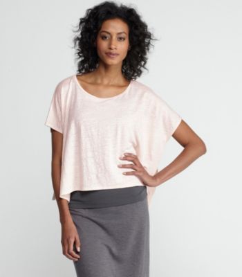 Plus Size Bateau Neck Cropped Poncho Top in Linen Jersey