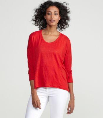 U-Neck Dolman Top in Linen Jersey