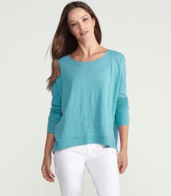 Bateau Neck Wedge Top in Linen Jersey
