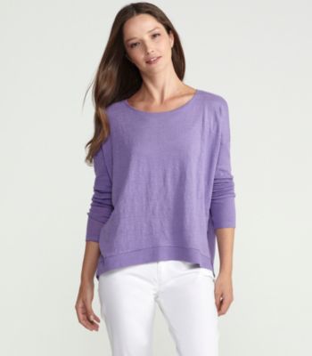 Bateau Neck Wedge Top in Linen Jersey
