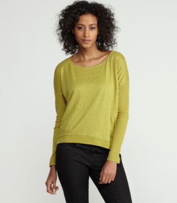 Bateau Neck Wedge Top in Linen Jersey