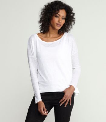 Bateau Neck Wedge Top in Linen Jersey