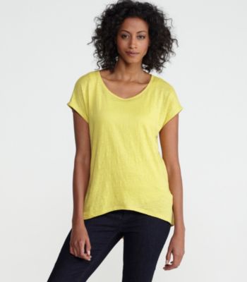 Scoop Neck Cap-Sleeve Top in Linen Jersey
