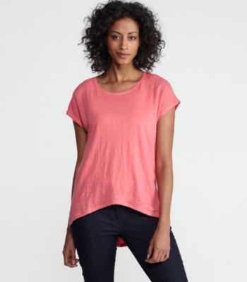 Plus Size Scoop Neck Cap-Sleeve Top in Linen Jersey