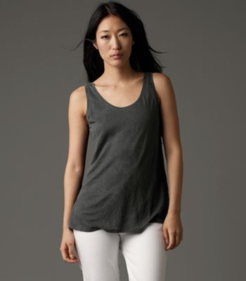 U-Neck Long Tank in Linen Jersey