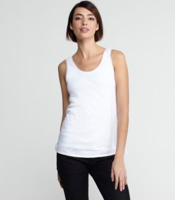 U-Neck Long Tank in Linen Jersey