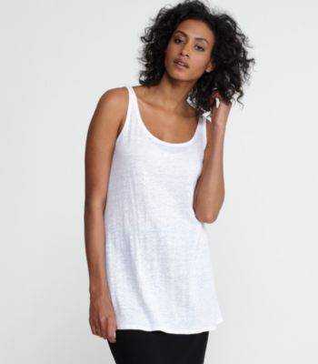 Scoop Neck Long Tunic in Linen Jersey