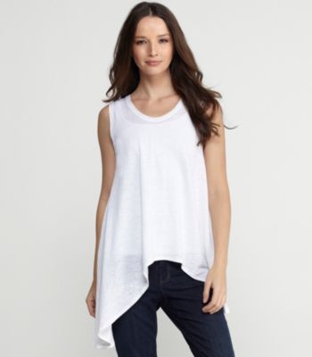 Soft V-Neck Tank in Linen Jersey