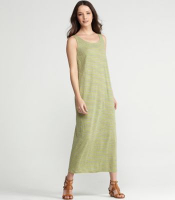 Petite Scoop Neck Oval Full-Length Dress in Linen Jersey Stripe