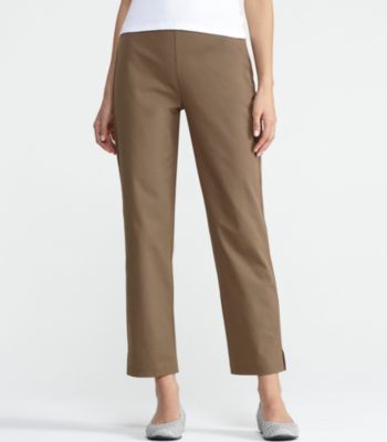 Slim Ankle Pant with Side Zip in Organic Cotton Stretch Twill