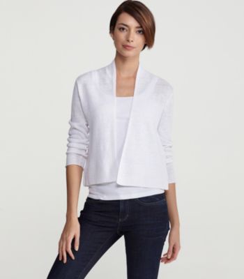 Cropped Boxy Cardigan in Fine Gauge Linen