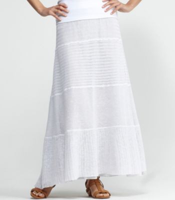 Full-Length Tiered Skirt in Fine Gauge Linen Lace Mix