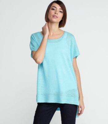 Petite Scoop Neck Tunic in Lightweight Fine Gauge Linen