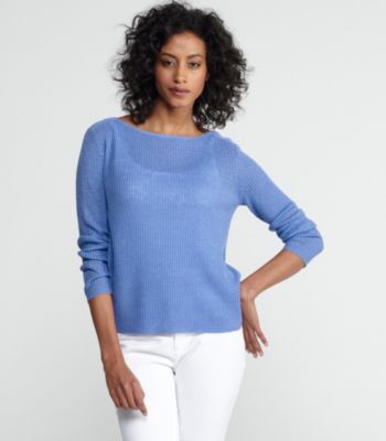 Bateau Neck Box-Top in Lightweight Linen Rib