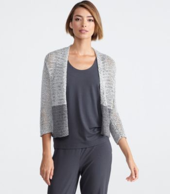 Straight 3/4-Sleeve Cardigan in Open Twist