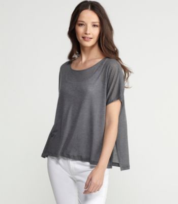 Scoop Neck Box-Top in Heathered Micromodal
