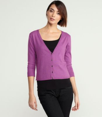 V-Neck Cropped Cardigan in Organic Cotton & Cashmere