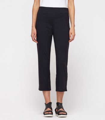 Petite Cropped Yoga Pant with Back Slits in Organic Cotton Stretch Jersey
