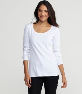 U-Neck Slim Top in Organic Cotton Baby Rib