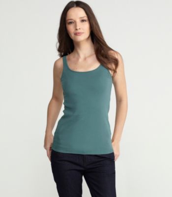 Scoop Neck Long Slim Tank in Organic Cotton Baby Rib