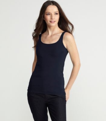 Scoop Neck Long Slim Tank in Organic Cotton Baby Rib