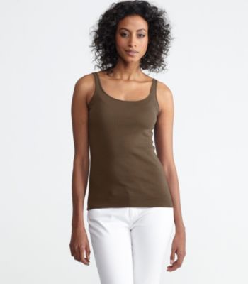 Petite Scoop Neck Long Slim Tank in Organic Cotton Baby Rib