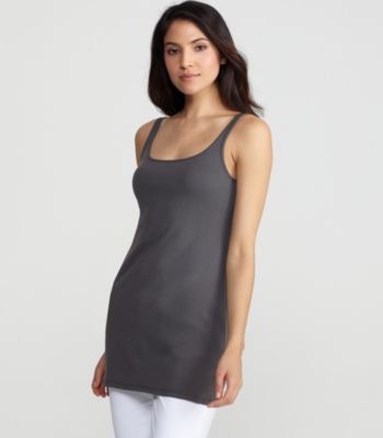 Scoop Neck Long Tunic in Organic Cotton Baby Rib