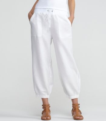 Drawstring Capri in Organic Linen