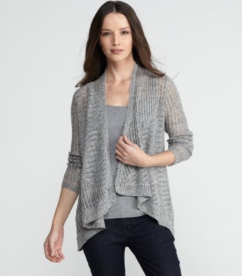 Angle Front Long Cardigan in Airy Rustic Speckle