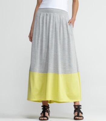 Plus Size Full-Length Skirt with Pleats in Silk Cotton Jersey