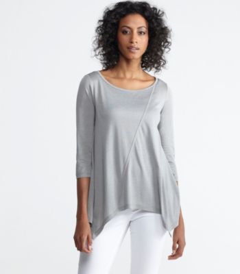 Ballet Neck 3/4-Sleeve Top in Silk Cotton Jersey