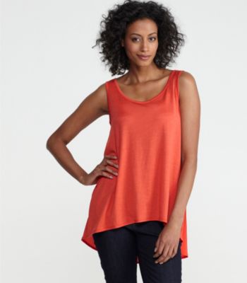 Petite Scoop Neck Tank in Silk Cotton Jersey with Silk Crepe de Chine