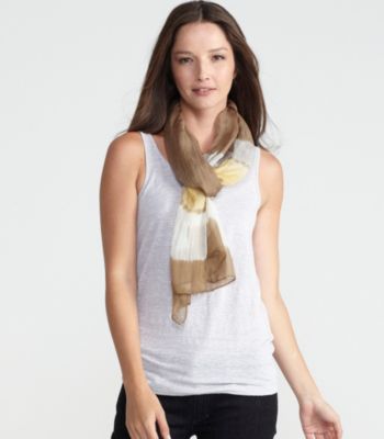 Scarf in Chiffon Shibori Bands